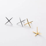 925 Silver X Shape Cross Stud Earrings for Women