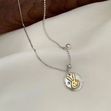 925 Silver Yellow Rabbit Chain Choker Necklace for Women
