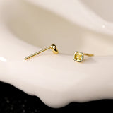 925 Silver Yellow Zircon Mini Stud Earrings for Women