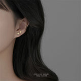 925 Silver Yellow Zircon Mini Stud Earrings for Women