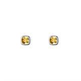 925 Silver Yellow Zircon Mini Stud Earrings for Women