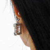 925 Silver Geometric C Shape Stud Earrings Cubic Zirconia Fine Jewelry