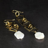 925 Silver Geometrical Dangle Earrings w/ Pearl Drop