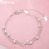 925 Silver Geometry Beads Chain Bracelet for Women Wedding