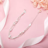 925 Silver Geometry Beads Chain Bracelet Wedding Jewelry