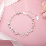 925 Silver Geometry Beads Chain Bracelet Wedding Jewelry