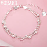 925 Silver Geometry Beads Chain Bracelet Wedding Jewelry