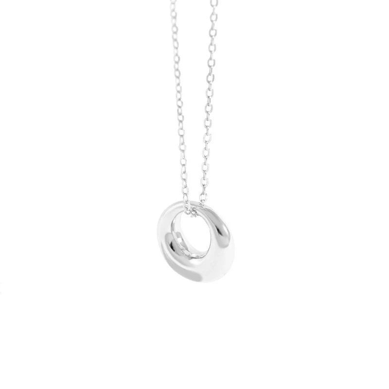 925 Silver Circle Choker Necklace Minimalist Pendant Gift