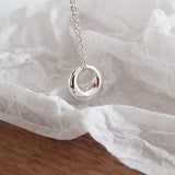 925 Silver Circle Choker Necklace Minimalist Pendant Gift