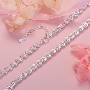 925 Silver Geometry Link Chain Necklace Women Jewelry Gift