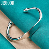 925 Silver Geometry Open Bangle For Party Engagement Wedding Romantic