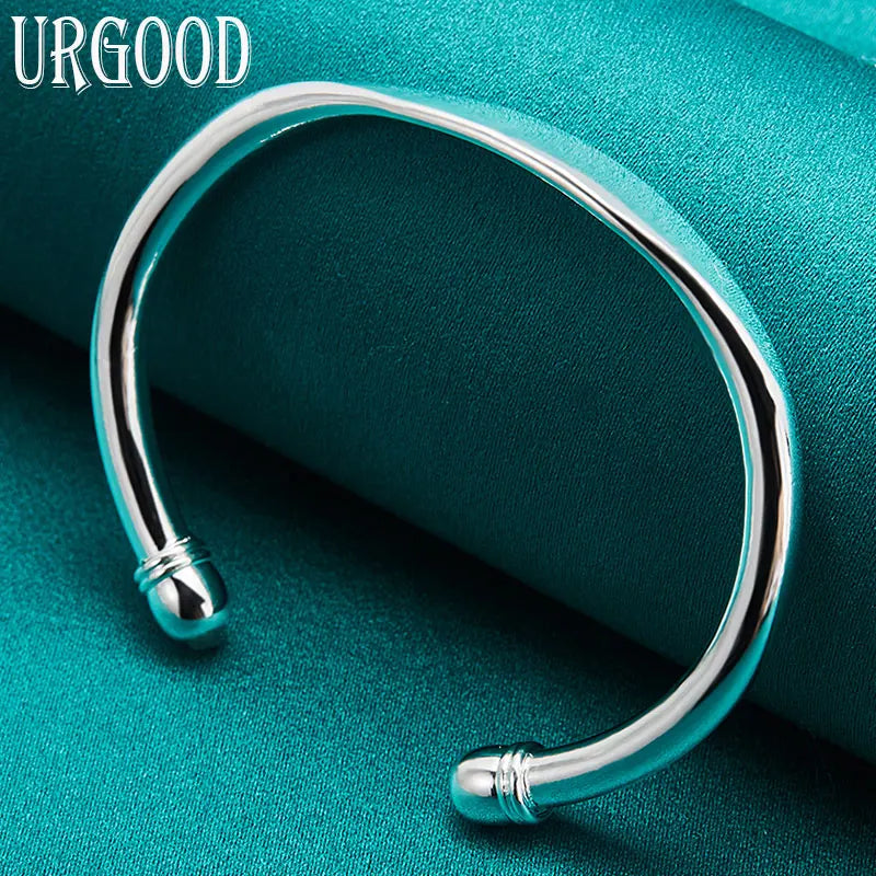 925 Silver Geometry Open Bangle For Party Engagement Wedding Romantic