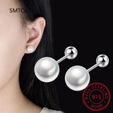 925 Silver Geometry Pearl Stud Earrings for Women