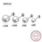 925 Silver Geometry Pearl Stud Earrings for Women