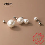 925 Silver Geometry Pearl Stud Earrings for Women