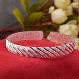 925 Silver Geometry Cuff Bracelet Female Bangle PABEYN Jewelry