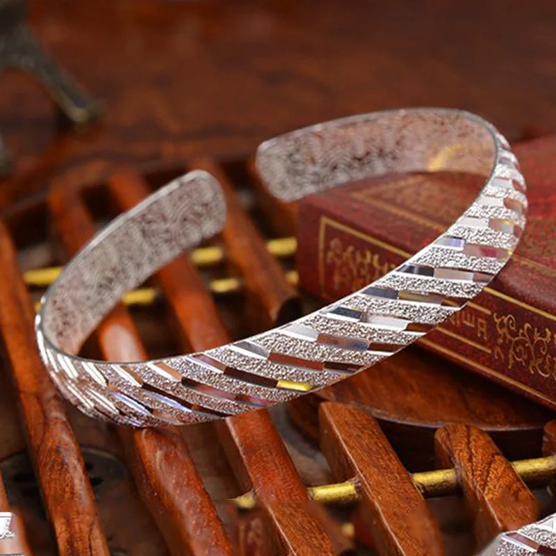 925 Silver Geometry Cuff Bracelet Female Bangle PABEYN Jewelry