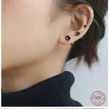 925 Sterling Silver Geometry Screw Stud Earrings for Women