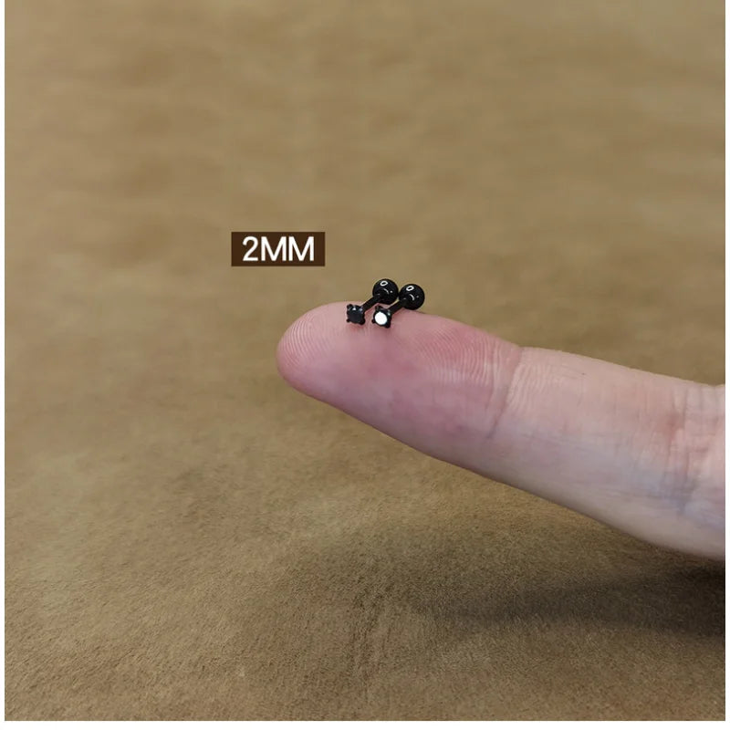 925 Sterling Silver Geometry Screw Stud Earrings for Women