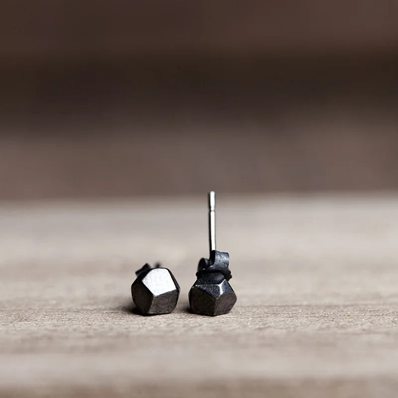 925 Silver Geometry Stud Earrings Girls Punk Vintage Party Earrings