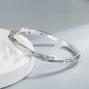 925 Silver Geometry Totems Open Bracelets Bangles Women Jewelry Gift