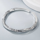 925 Sterling Silver Geometry Totems Open Bracelet Bangles For Women