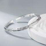 925 Sterling Silver Geometry Totems Open Bracelet Bangles For Women