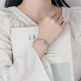 925 Sterling Silver Geometry Totems Open Bracelet Bangles For Women