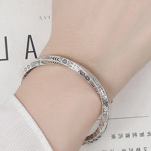 925 Sterling Silver Geometry Totems Open Bracelet Bangles For Women