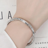 925 Sterling Silver Geometry Totems Open Bracelet Bangles For Women