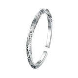 925 Sterling Silver Geometry Totems Open Bracelet Bangles For Women