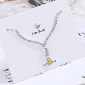 925 Silver Water Droplet Zircon Necklace