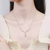 925 Silver Water Droplet Zircon Necklace