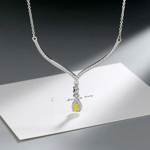 925 Silver Water Droplet Zircon Necklace