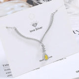 925 Silver Water Droplet Zircon Necklace