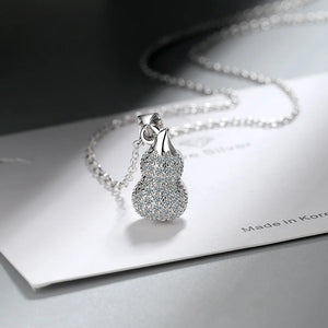 925 Sterling Silver Gourd Crystal Pendant Necklace For Women