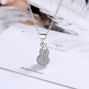 925 Sterling Silver Gourd Crystal Pendant Necklace For Women