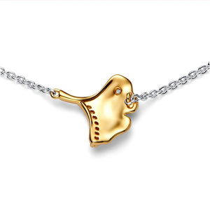 925 Silver Gingko Leaf Two-tone Pendant Necklace Women European Jewelry Birthday