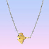 925 Silver Gingko Leaf Two-tone Pendant Necklace Women European Jewelry Birthday