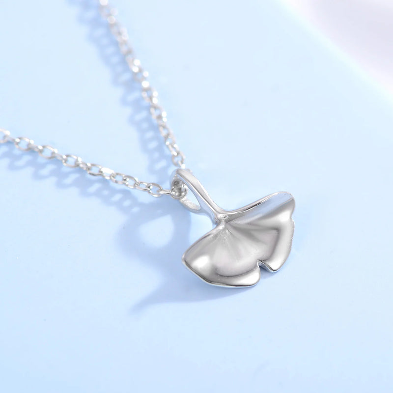 925 Silver Ginkgo Leaf Pendant Necklace Choker Gift Jewelry