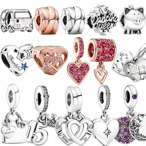 925 Silver Girl Shopping Bag Crown 15th Bday Dangle Charm Fit Bracelets