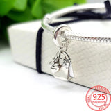 925 Silver Girl Shopping Bag Crown 15th Bday Dangle Charm Fit Bracelets