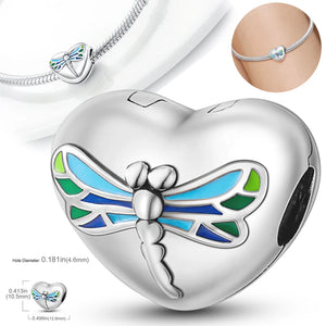 925 Silver Glass Flower Pendant Bead Charm Necklace Bracelet DIY Jewelry