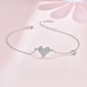 925 Silver Glitter Diamond Love Bracelet Romantic Gift