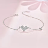 925 Silver Glitter Diamond Love Bracelet Romantic Gift