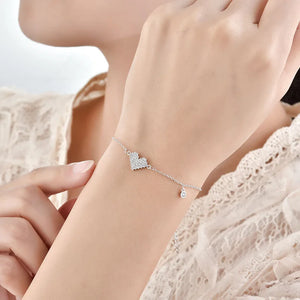 925 Silver Glitter Diamond Love Bracelet Romantic Gift