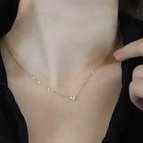 925 Silver Glitter Diamond Love Necklace Wedding Jewelry