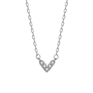 925 Silver Glitter Diamond Love Necklace Wedding Jewelry