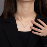 925 Silver Glitter Diamond Love Necklace Wedding Jewelry