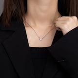 925 Silver Glitter Diamond Love Necklace Wedding Jewelry